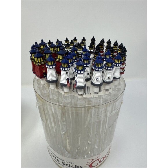 50 NOS Lighthouse Tiki Bar Swizzle Stick 4 Designs Boston Warehouse Cocktail - Picture 8 of 11